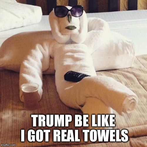 TRUMP BE LIKE I GOT REAL TOWELS | made w/ Imgflip meme maker