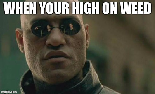 Matrix Morpheus | WHEN YOUR HIGH ON WEED | image tagged in memes,matrix morpheus | made w/ Imgflip meme maker