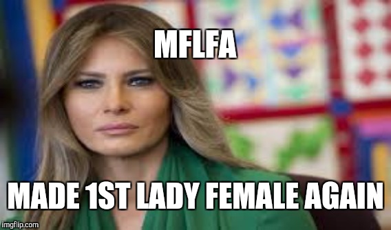 MFLFA!!!  THANKS, MA'AM!!! | MFLFA; MADE 1ST LADY FEMALE AGAIN | image tagged in funny,gifs,memes,donald trump | made w/ Imgflip meme maker