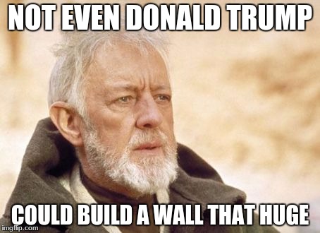 Obi Wan Kenobi Meme | NOT EVEN DONALD TRUMP; COULD BUILD A WALL THAT HUGE | image tagged in memes,obi wan kenobi | made w/ Imgflip meme maker