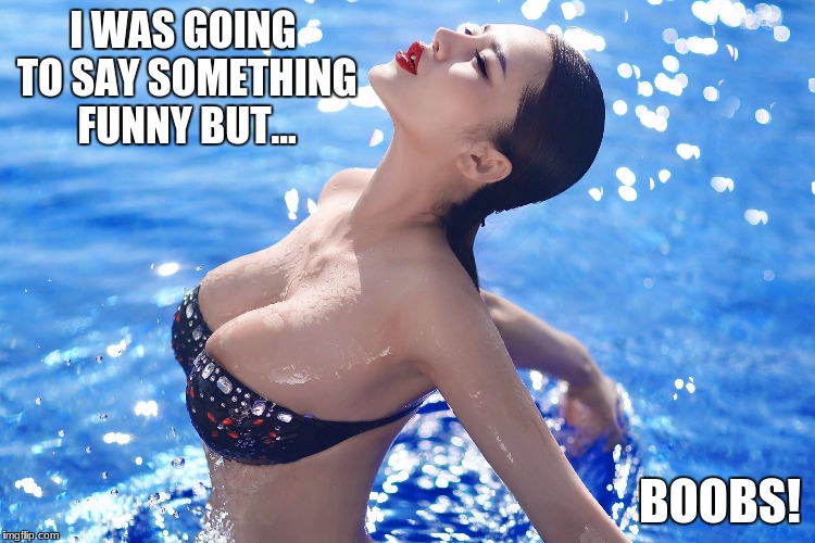 I was gonna...Boobs! | I WAS GOING TO SAY SOMETHING FUNNY BUT... BOOBS! | image tagged in boobs,big boobs,funny,sexy women,boobies,bouncing boobs | made w/ Imgflip meme maker