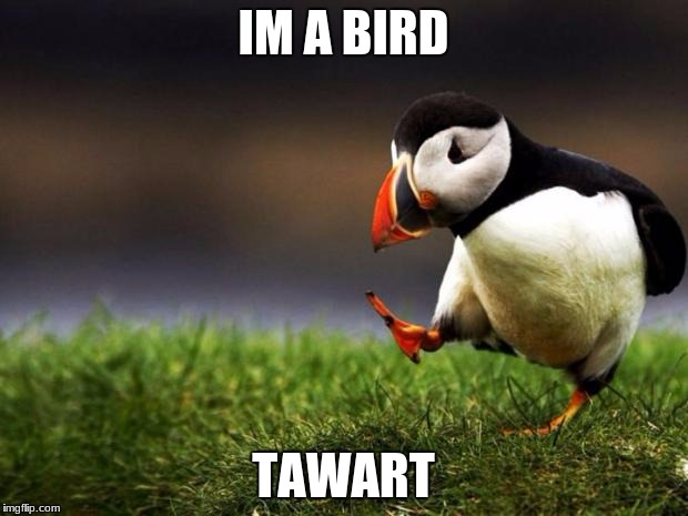 Unpopular Opinion Puffin Meme | IM A BIRD; TAWART | image tagged in memes,unpopular opinion puffin | made w/ Imgflip meme maker