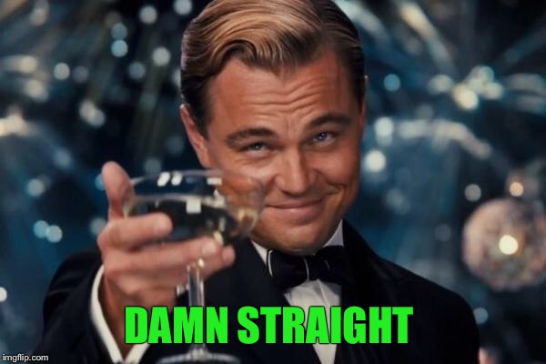 Leonardo Dicaprio Cheers Meme | DAMN STRAIGHT | image tagged in memes,leonardo dicaprio cheers | made w/ Imgflip meme maker