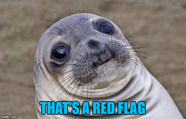 Awkward Moment Sealion | THAT'S A RED FLAG | image tagged in memes,awkward moment sealion | made w/ Imgflip meme maker