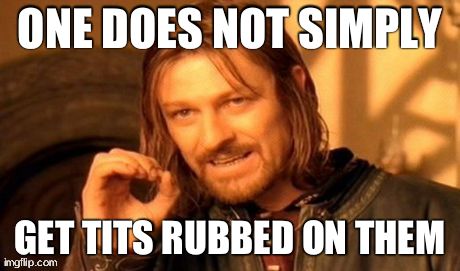 One Does Not Simply Meme | ONE DOES NOT SIMPLY GET TITS RUBBED ON THEM | image tagged in memes,one does not simply | made w/ Imgflip meme maker
