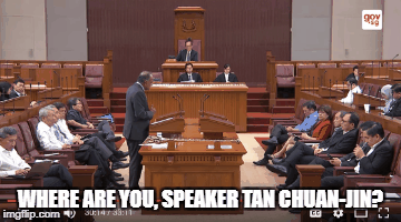 MP Sylvia Lim and Minister Shanmugam on the Adjournment Motion on Reserved Presidential Election | WHERE ARE YOU, SPEAKER TAN CHUAN-JIN? | image tagged in gifs | made w/ Imgflip images-to-gif maker