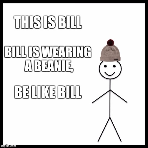Be Like Bill | THIS IS BILL; BILL IS WEARING A BEANIE, BE LIKE BILL | image tagged in memes,be like bill | made w/ Imgflip meme maker
