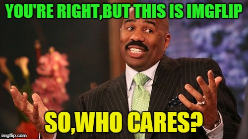 Steve Harvey Meme | YOU'RE RIGHT,BUT THIS IS IMGFLIP SO,WHO CARES? | image tagged in memes,steve harvey | made w/ Imgflip meme maker