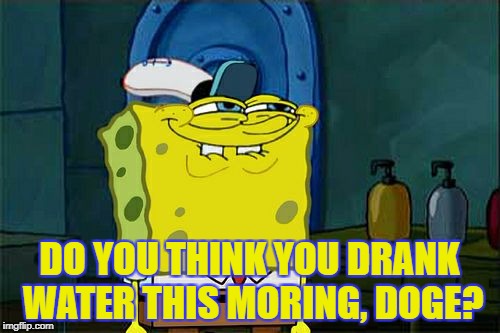 Don't You Squidward Meme | DO YOU THINK YOU DRANK WATER THIS MORING, DOGE? | image tagged in memes,dont you squidward | made w/ Imgflip meme maker