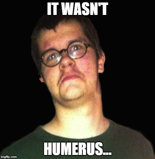 IT WASN'T; HUMERUS... | image tagged in humerus,funny | made w/ Imgflip meme maker