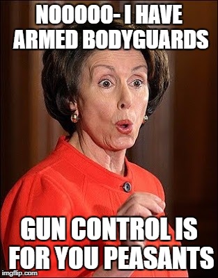 NOOOOO-
I HAVE ARMED BODYGUARDS; GUN CONTROL IS FOR YOU PEASANTS | image tagged in liberal logic,libtards,crying democrats,nancy pelosi,nancy pelosi wtf | made w/ Imgflip meme maker