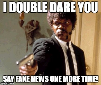 Say That Again I Dare You | I DOUBLE DARE YOU; SAY FAKE NEWS ONE MORE TIME! | image tagged in memes,say that again i dare you,fake news,donald trump memes | made w/ Imgflip meme maker