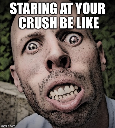 STARING AT YOUR CRUSH BE LIKE | image tagged in crazy | made w/ Imgflip meme maker