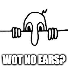 Wot no ears? | WOT NO EARS? | image tagged in mr chad | made w/ Imgflip meme maker