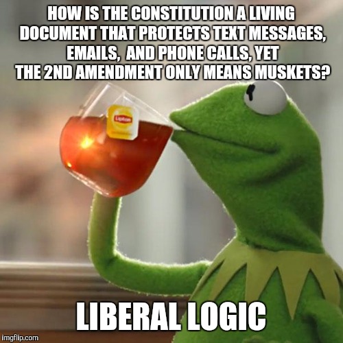 But That's None Of My Business Meme | HOW IS THE CONSTITUTION A LIVING DOCUMENT THAT PROTECTS TEXT MESSAGES, EMAILS,  AND PHONE CALLS, YET THE 2ND AMENDMENT ONLY MEANS MUSKETS? LIBERAL LOGIC | image tagged in memes,but thats none of my business,kermit the frog | made w/ Imgflip meme maker