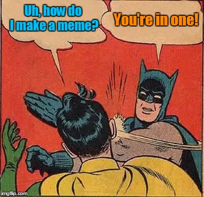 Batman Slapping Robin Meme | Uh, how do I make a meme? You're in one! | image tagged in memes,batman slapping robin | made w/ Imgflip meme maker