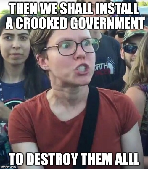 THEN WE SHALL INSTALL A CROOKED GOVERNMENT TO DESTROY THEM ALLL | made w/ Imgflip meme maker