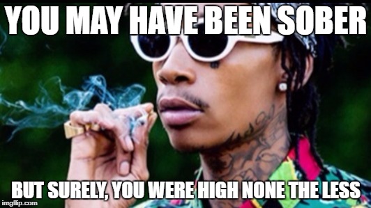 YOU MAY HAVE BEEN SOBER BUT SURELY, YOU WERE HIGH NONE THE LESS | made w/ Imgflip meme maker