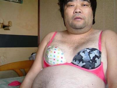 Fat Asian guy in a bra Blank Meme Template