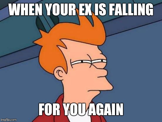 Futurama Fry Meme | WHEN YOUR EX IS FALLING; FOR YOU AGAIN | image tagged in memes,futurama fry | made w/ Imgflip meme maker