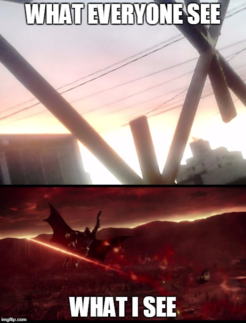 DC Red Skies | WHAT EVERYONE SEE; WHAT I SEE | image tagged in dc comics | made w/ Imgflip meme maker