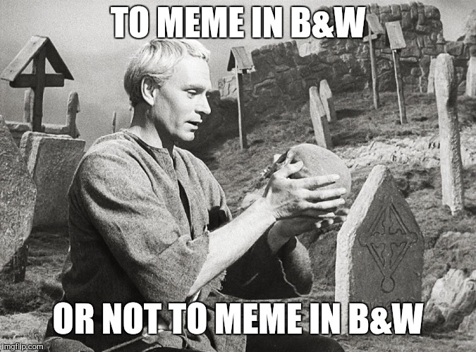 Hamlet | TO MEME IN B&W OR NOT TO MEME IN B&W | image tagged in hamlet | made w/ Imgflip meme maker