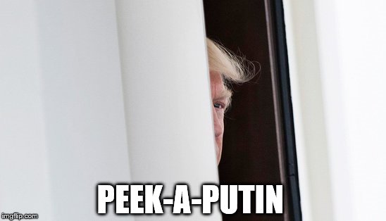 peek a boo! | PEEK-A-PUTIN | image tagged in trump,putin,peek-a-poo,hide and seek,treason,fraud | made w/ Imgflip meme maker