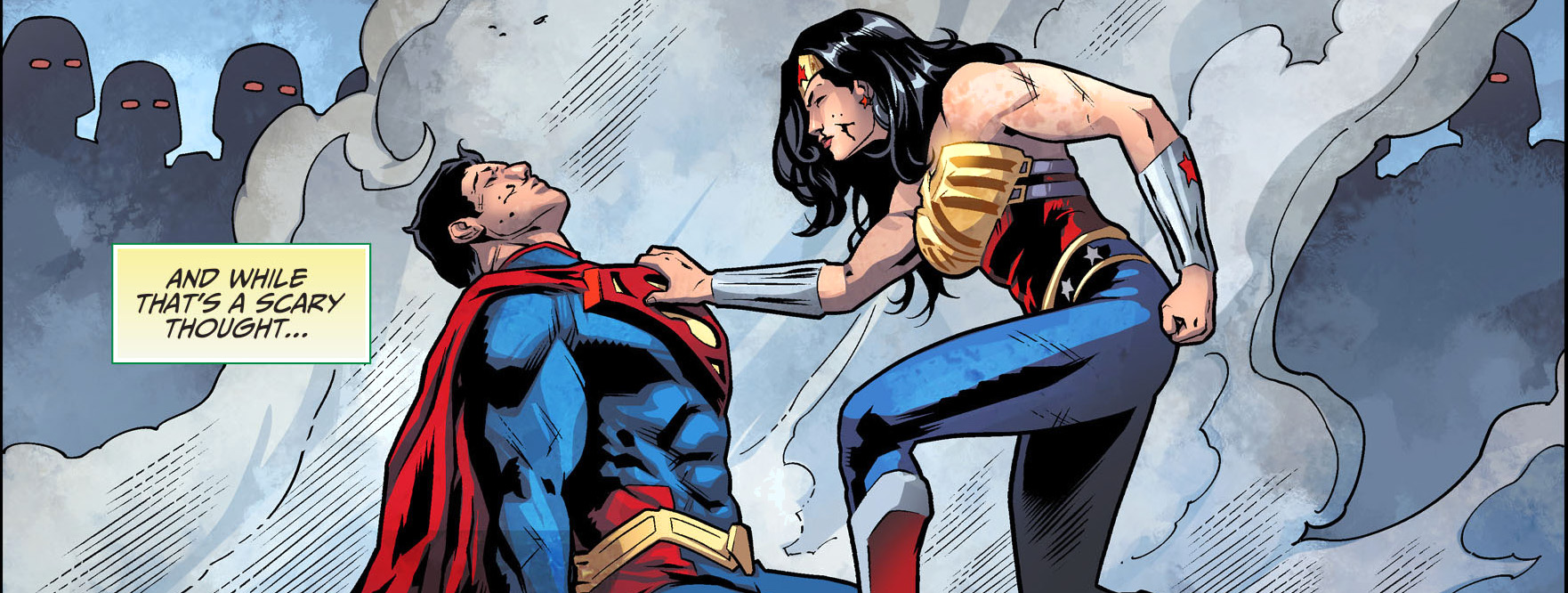 High Quality Wonder Woman Threatening Super Man Blank Meme Template