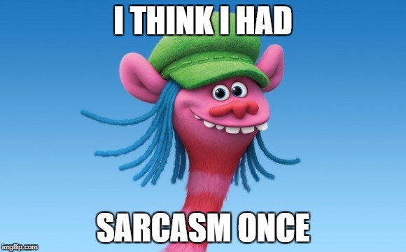 I THINK I HAD; SARCASM ONCE | image tagged in sarcasm,trolls | made w/ Imgflip meme maker