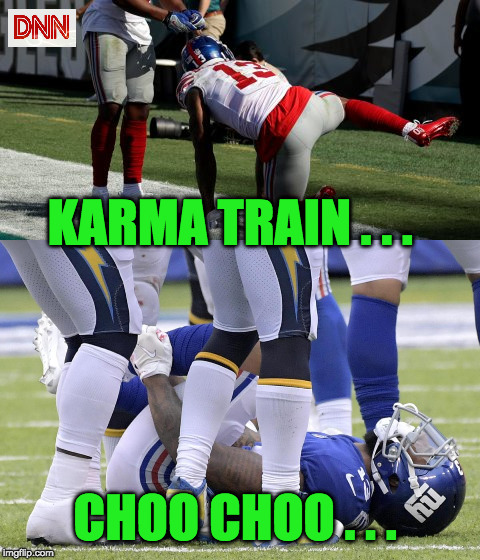 KARMA TRAIN . . . CHOO CHOO . . . | image tagged in nfl football | made w/ Imgflip meme maker