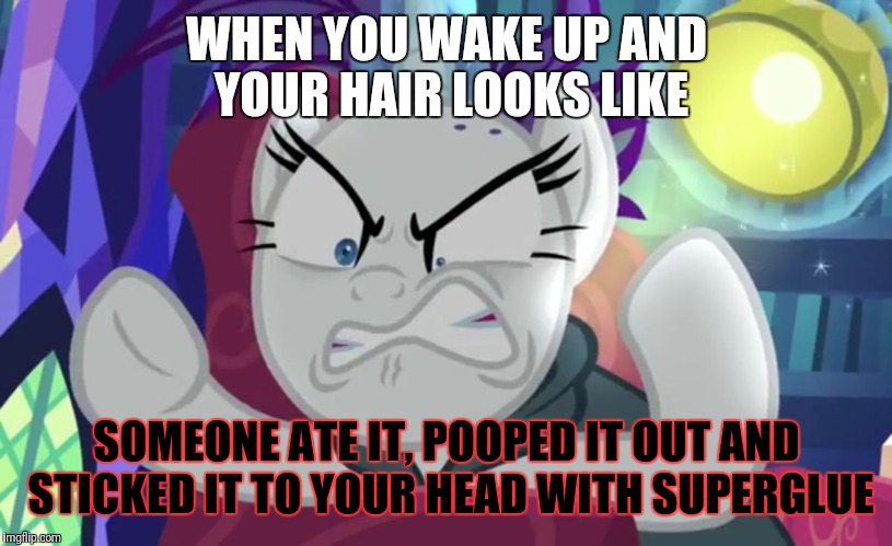 Drama queen | WHEN YOU WAKE UP AND YOUR HAIR LOOKS LIKE; SOMEONE ATE IT, POOPED IT OUT AND STICKED IT TO YOUR HEAD WITH SUPERGLUE | image tagged in drama queen | made w/ Imgflip meme maker