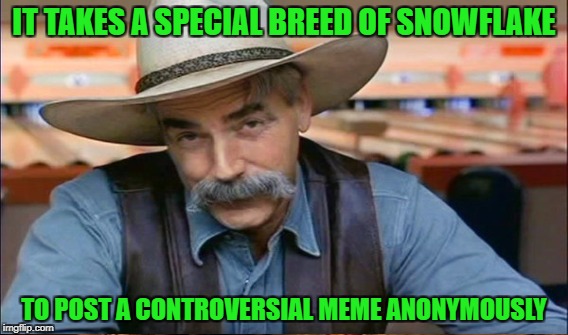 IT TAKES A SPECIAL BREED OF SNOWFLAKE TO POST A CONTROVERSIAL MEME ANONYMOUSLY | made w/ Imgflip meme maker
