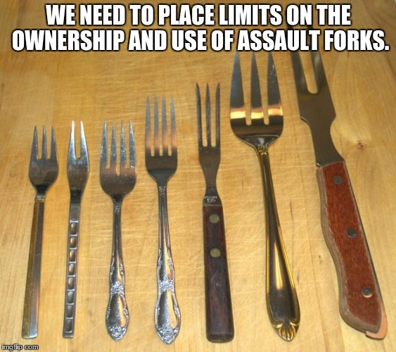 Fork | WE NEED TO PLACE LIMITS ON THE OWNERSHIP AND USE OF ASSAULT FORKS. | image tagged in fork | made w/ Imgflip meme maker