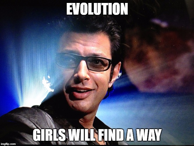 EVOLUTION; GIRLS WILL FIND A WAY | image tagged in malcom | made w/ Imgflip meme maker