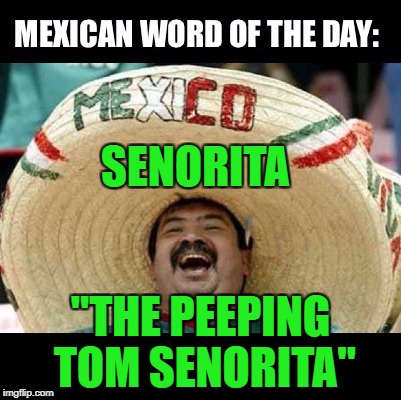Our high school football coach thought that this was hilarious...30+ years ago! | SENORITA; "THE PEEPING TOM SENORITA" | image tagged in mexican word of the day large | made w/ Imgflip meme maker