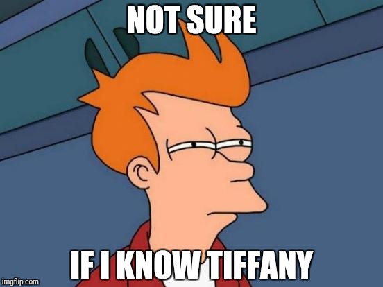 Futurama Fry Meme | NOT SURE IF I KNOW TIFFANY | image tagged in memes,futurama fry | made w/ Imgflip meme maker