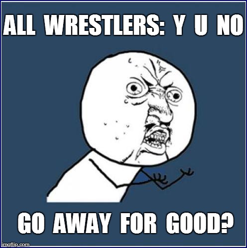 ALL  WRESTLERS:  Y  U  NO GO  AWAY  FOR  GOOD? | made w/ Imgflip meme maker