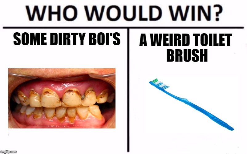 Who Would Win? Meme | A WEIRD TOILET BRUSH; SOME DIRTY BOI'S | image tagged in who would win | made w/ Imgflip meme maker
