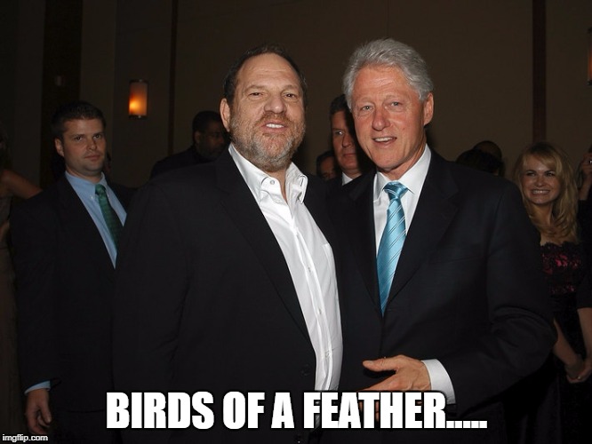 Harvey Weinstein Bill Clinton | BIRDS OF A FEATHER..... | image tagged in harvey weinstein bill clinton | made w/ Imgflip meme maker