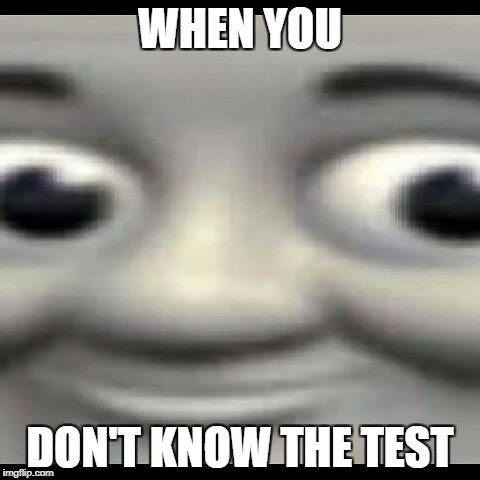 ThomasDankEngine |  WHEN YOU; DON'T KNOW THE TEST | image tagged in thomasdankengine | made w/ Imgflip meme maker