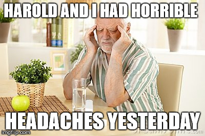 HAROLD AND I HAD HORRIBLE HEADACHES YESTERDAY | made w/ Imgflip meme maker