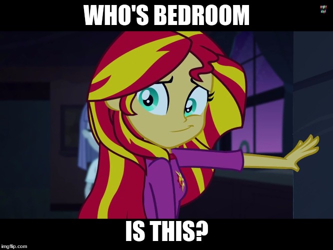 Umm... | WHO'S BEDROOM; IS THIS? | image tagged in memes,a little something,sunset shimmer | made w/ Imgflip meme maker