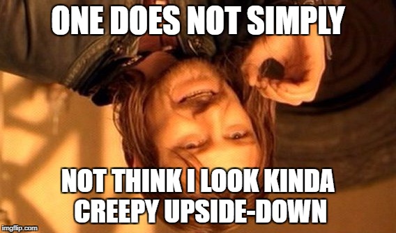 Turn it 180 degrees and it's a whole new Boromir! | ONE DOES NOT SIMPLY; NOT THINK I LOOK KINDA CREEPY UPSIDE-DOWN | image tagged in memes,one does not simply | made w/ Imgflip meme maker