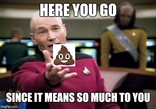 Picard Wtf Meme | HERE YOU GO SINCE IT MEANS SO MUCH TO YOU | image tagged in memes,picard wtf | made w/ Imgflip meme maker