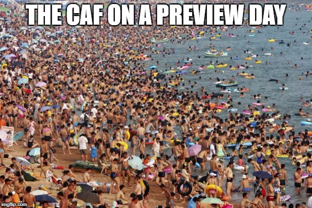 Crowded Beach | THE CAF ON A PREVIEW DAY | image tagged in crowded beach | made w/ Imgflip meme maker