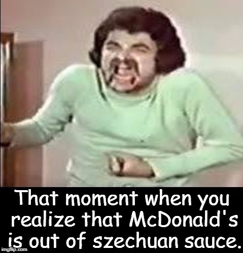 It just got real, YO! | That moment when you realize that McDonald's is out of szechuan sauce. | image tagged in best death scene ever,mcdonalds,first world problems,memes | made w/ Imgflip meme maker