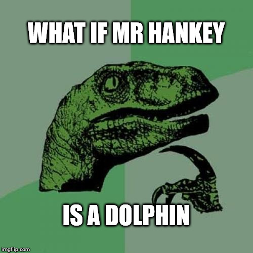 Philosoraptor Meme | WHAT IF MR HANKEY IS A DOLPHIN | image tagged in memes,philosoraptor | made w/ Imgflip meme maker