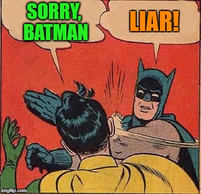 Batman Slapping Robin Meme | SORRY, BATMAN LIAR! | image tagged in memes,batman slapping robin | made w/ Imgflip meme maker