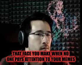 Markiplier not impressed | THAT FACE YOU MAKE WHEN NO ONE PAYS ATTENTION TO YOUR MEMES | image tagged in markiplier not impressed | made w/ Imgflip meme maker