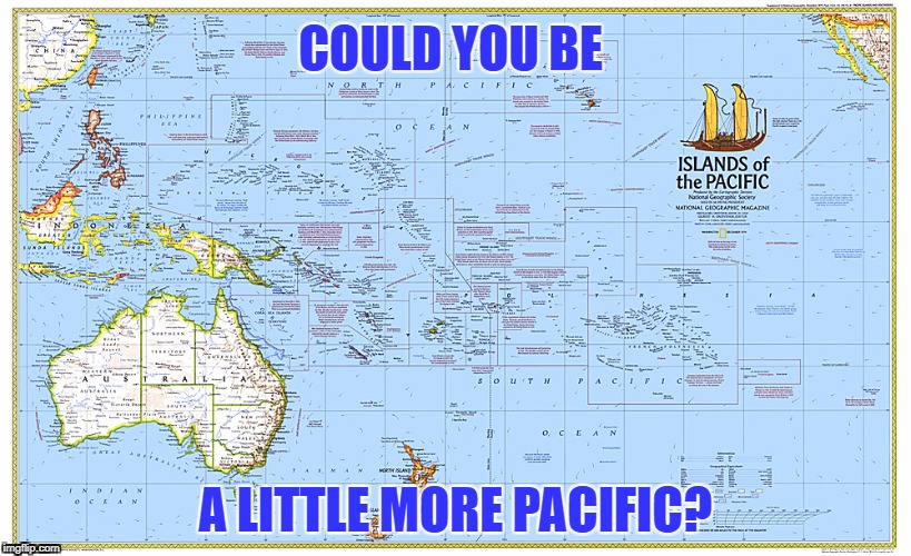 Pacific Pun | COULD YOU BE; A LITTLE MORE PACIFIC? | image tagged in pacific,specific,ocean,islands | made w/ Imgflip meme maker